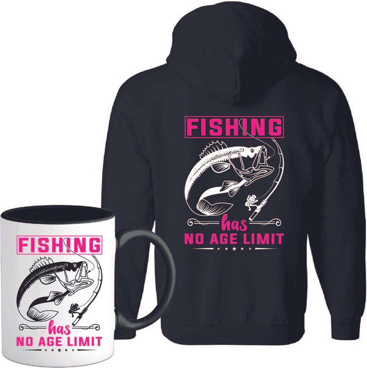 T-Shirtknaller Vest met koffiemok | Fishing Has No Age Limit  - Vis / Vissen / Vishengel Kleding | Heren / Dames Vest Cadeau | Kleur zwart | Maat S